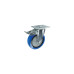 BRAKED SWIVEL PLATE 75MM BLUE RUBBER TYRE
