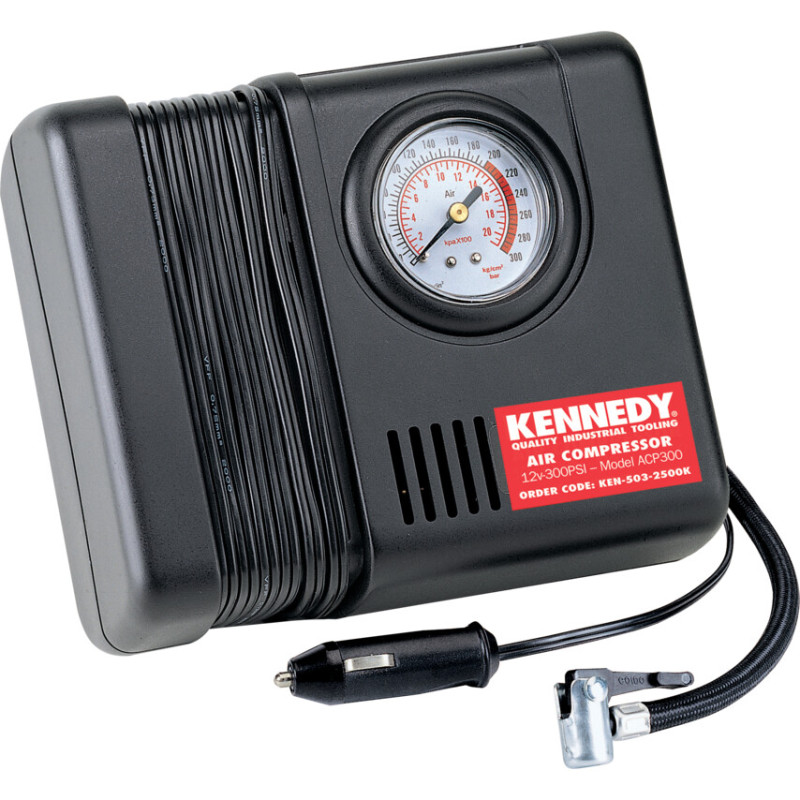 12V COMPACT TYRE INFLATOR, 0-300PSI