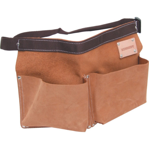 LEATHER, BELT POUCH, 2 POCKETS, TAN