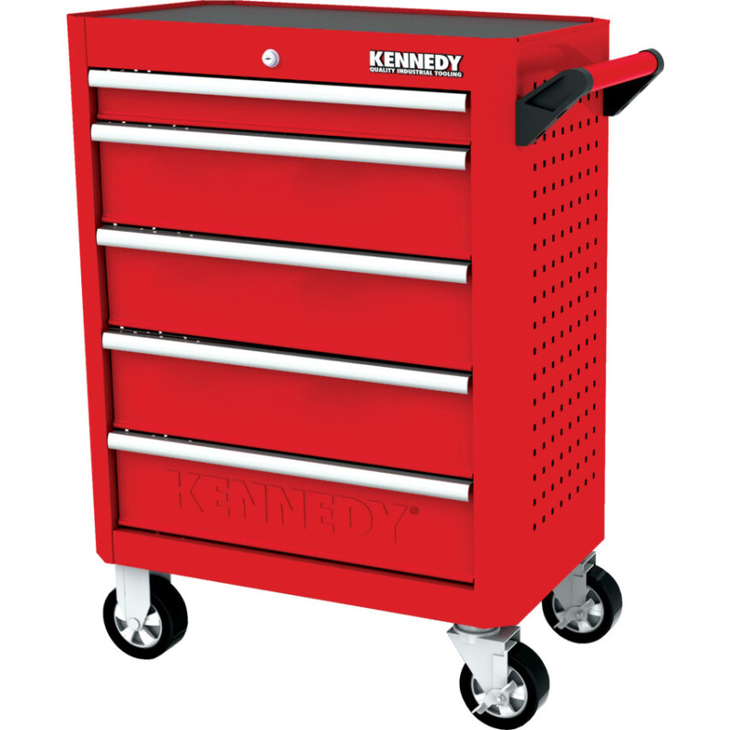 ROLLER CABINET, INDUSTRIAL RANGE, RED, 5 DRAWERS, (H) 845MM X (W) 465MM X (L) 710MM