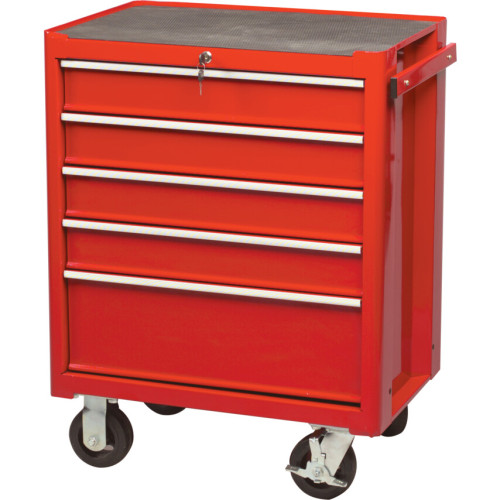 ROLLER CABINET, CLASSIC RANGE, RED, 5 DRAWERS, (H) 890MM X (W) 460MM X (L) 690MM