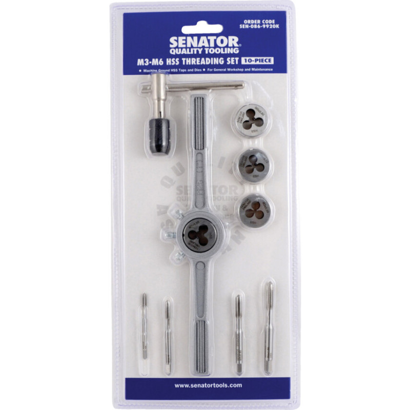 TAP & DIE SET, M3 - M6, METRIC, SET OF 10