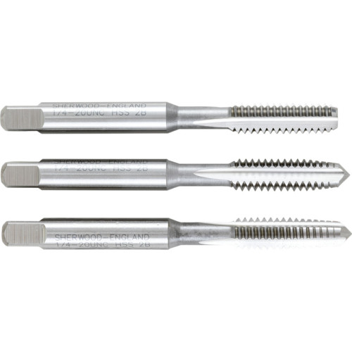 HAND TAP SET , 1/4IN. X 20, UNC, HIGH SPEED STEEL, BRIGHT, SET OF 3