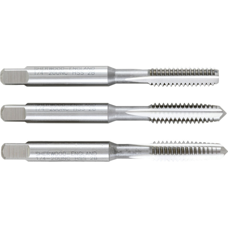 HAND TAP SET , 1/4IN. X 20, UNC, HIGH SPEED STEEL, BRIGHT, SET OF 3
