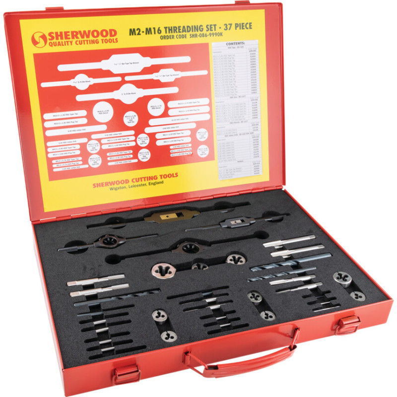 TAP, DIE & DRILL SET, M2 - M16, METRIC, SET OF 37